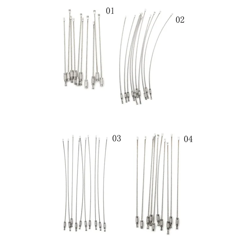10PCS Stainless Steel Keychain Cable Key Ring Fashion Hiking Tool Adjustable 10cm 15cm 20cm Durable Wire Accessory