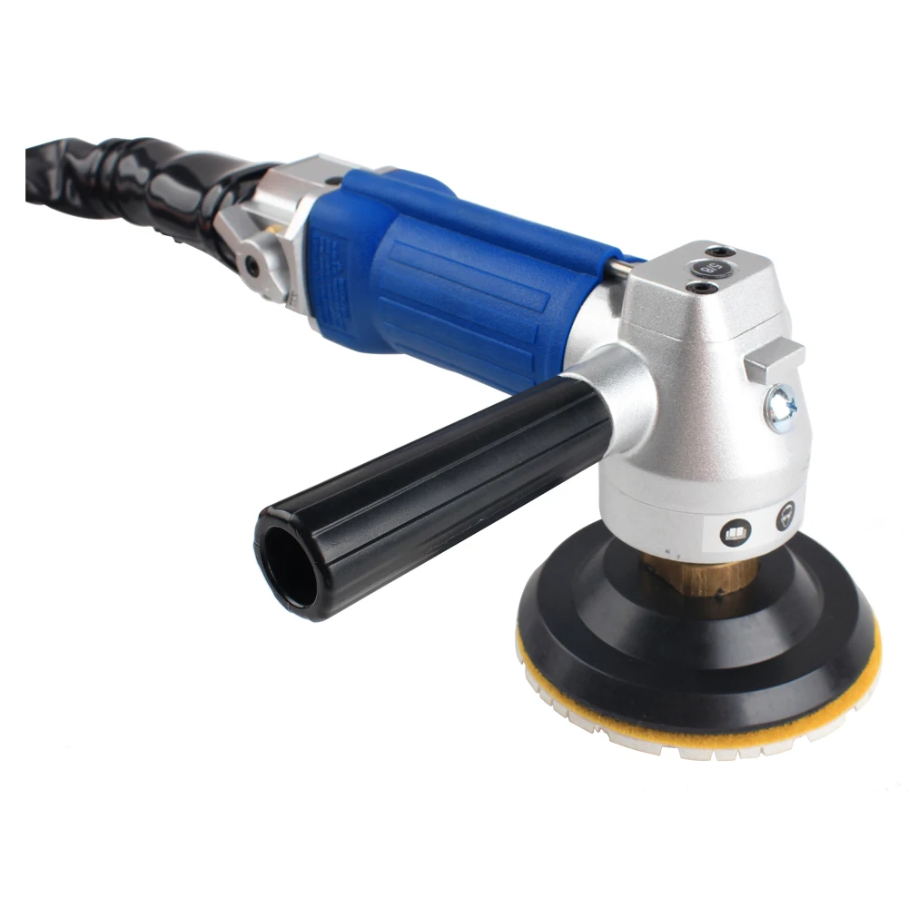 Pneumatic Wet Stone Angle Polisher Rear Exhaust for Granite Marble Quartz Concrete Countertop 5in 5500RPM M14 5/8-11 90PSI 16CFM