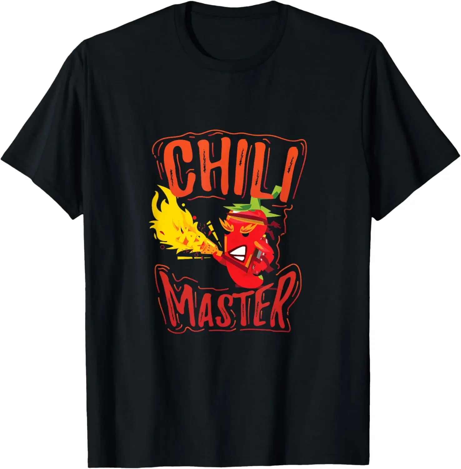 Chili Master Fire Breathing Pepper Graphic Tee Casual Crewneck T-Shirt for Women