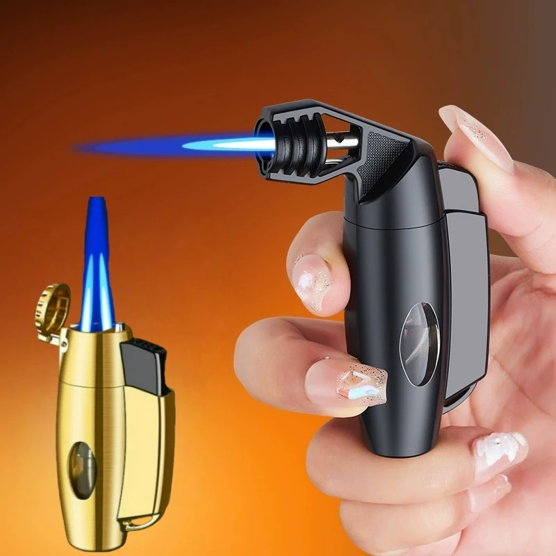 

Portable Handheld Small Spray Gun Visual Window Lighter Windproof Direct Spray Flame Inflatable Kitchen Outdoor Cigar Lighter