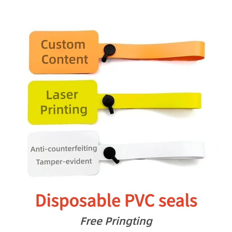 

Custom Disposable PVC Seals Hang Tags Tamper-evident Seals Tamper-evident Labels for Clothing Shoes Bags Goods 100/200pcs