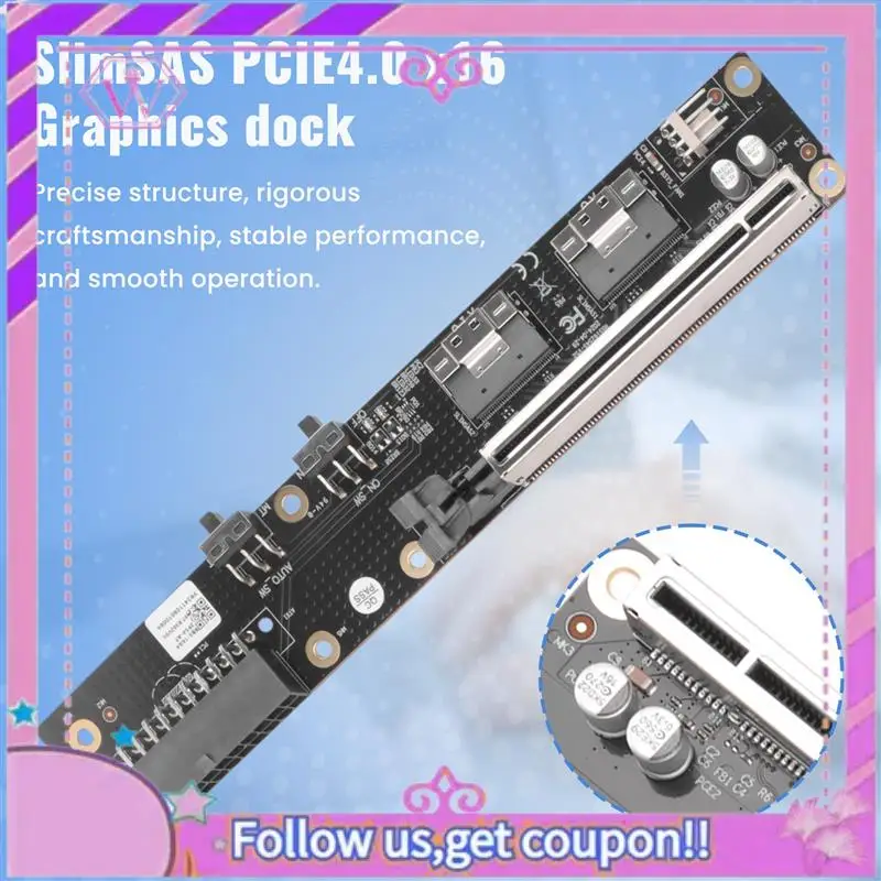 ABSL-Oculink/Slimsas Graphics Dock W/Bracket External Graphics Card GDS1-SFX Power Supply PCIE4.0 X16 Graphics Dock Bracket