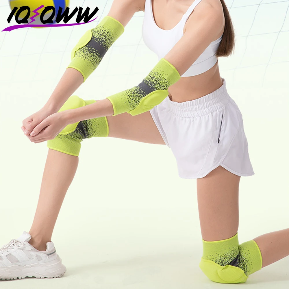 

1 пара налокотников и наколенников для волейбола/футбола для мужчин и женщин, толстые губчатые теплые рукава с защитой от ударов для футбола и волейбола