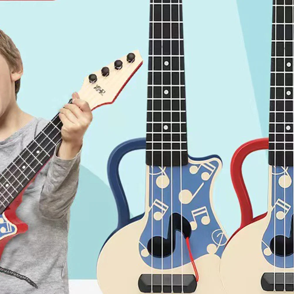 Mainan gitar Ukulele Mini gitar plastik mainan edukasi awal alat musik untuk pemula anak laki-laki anak perempuan mainan anak-anak