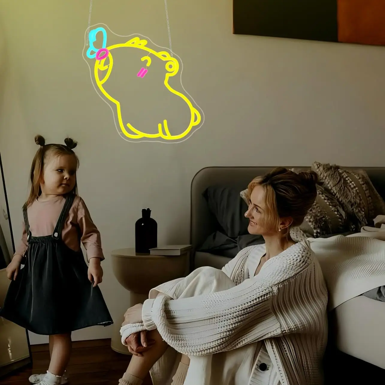 Милая неоновая настенная вывеска с регулируемой яркостью, неоновые огни капибары для детей, спальни, кофейни, домашний клуб, декор, эстетика, подарки на день рождения