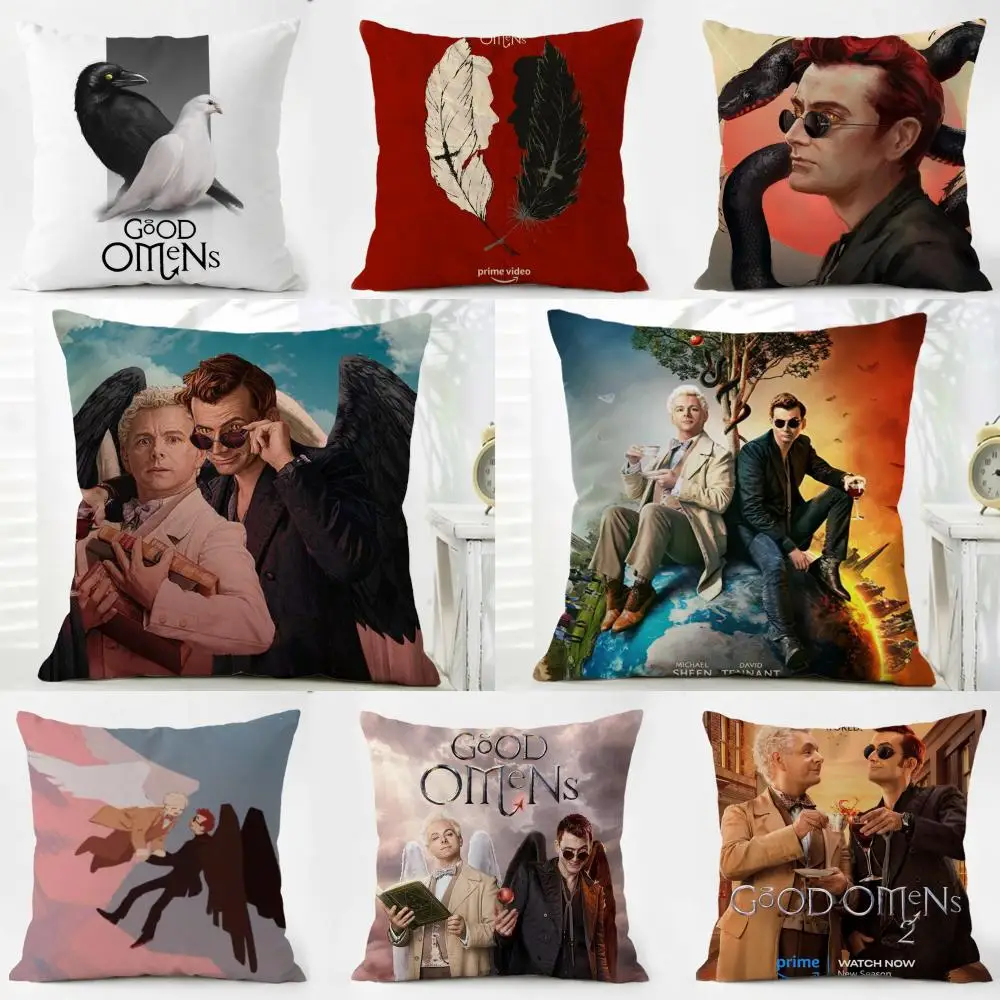 Tv G-Good Omens Cushion Cover Iceland Washable Linen Soft  for Daily Sofa Bed Home Room Decor
