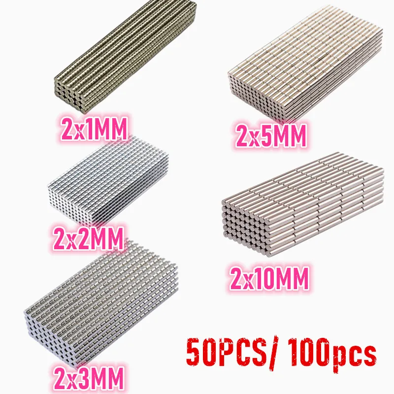 Mini Round Magnet 50/100pcs Dia 2x1 2x2 2x3  2x5mm Strong Magnet Neodymium Magnets NdFeB Round Super Hardware Home Improvement