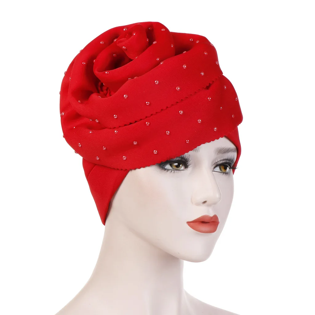 Moda duży kwiat muzułmańskie kobiety hidżab czapka po chemioterapii Bonnet indie Turban afrykański kapelusz wypadania włosów opaska na głowę szalik Femme akcesoria imprezowe