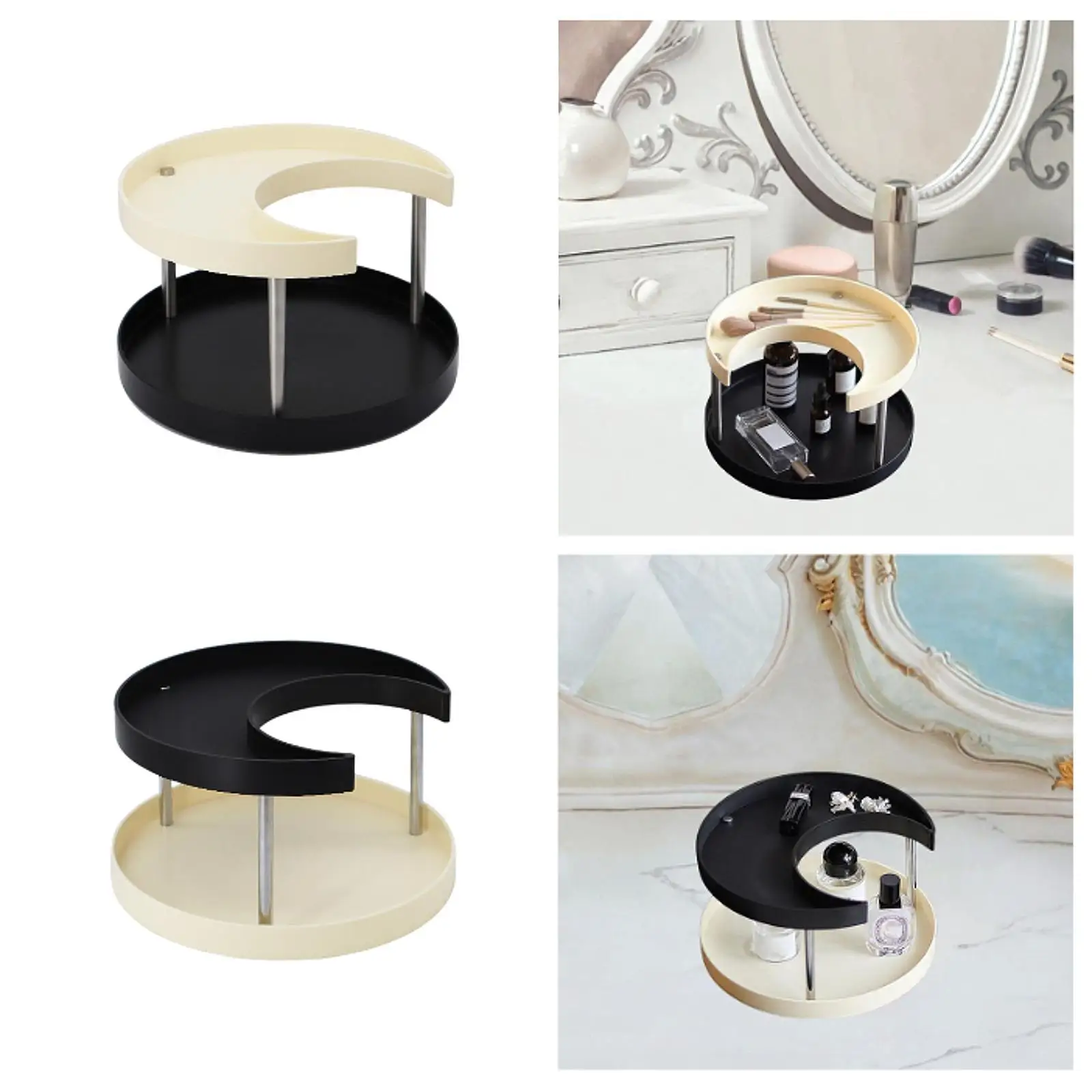 

Bathroom Counter Organizer Cosmetics Storage Holder Vanity Tray Makeup Perfume Display Stand Spice Rack for Dresser Kitchen