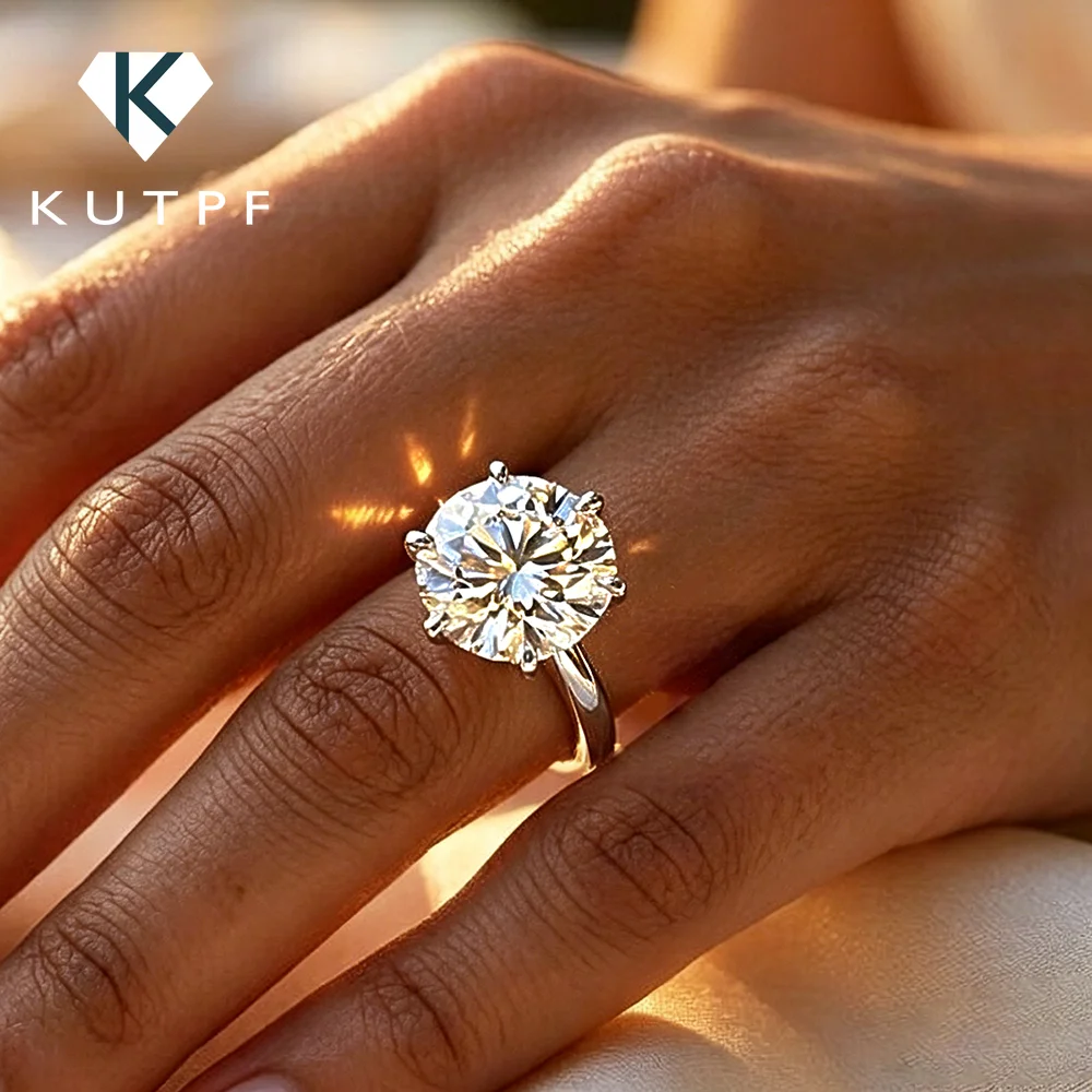 1-10Carat Solitaire Moissanite Engagement Ring For Women S925 Silver 6-Prong Brilliant Round Cut Diamond Wedding Ring With Gra