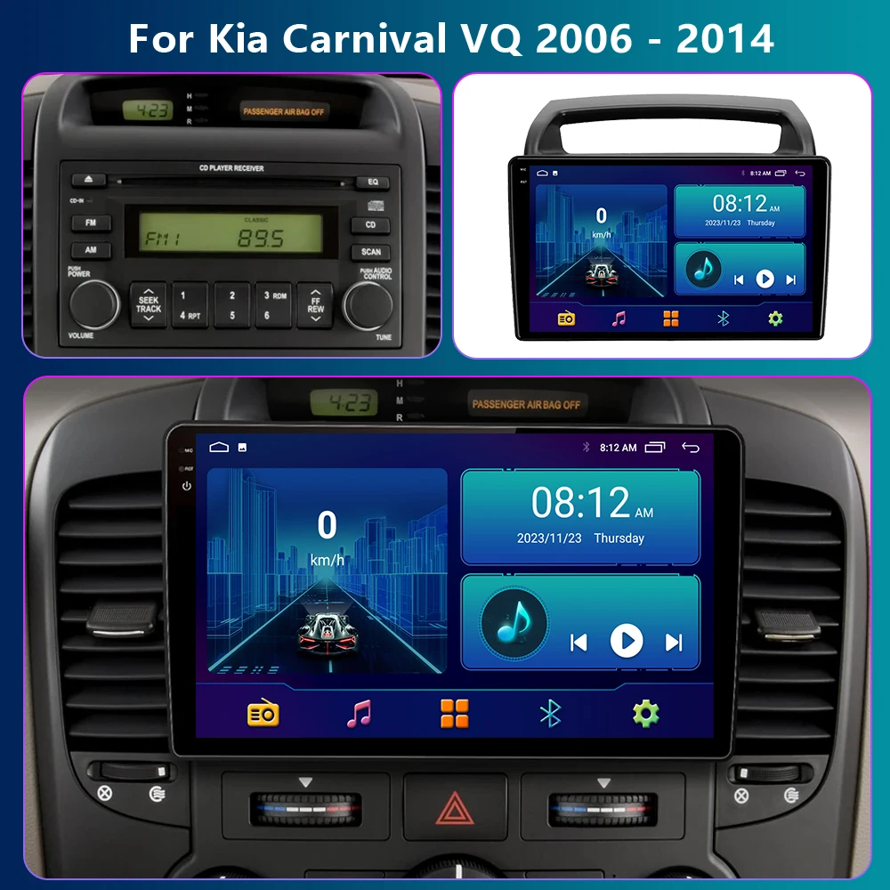 2 Din Android 13 For KIA Carnival VQ 2006-2014 Car Radio Multimidia Video Player GPS Navigaion CarPlay Stereo 4G WiFi autoradio