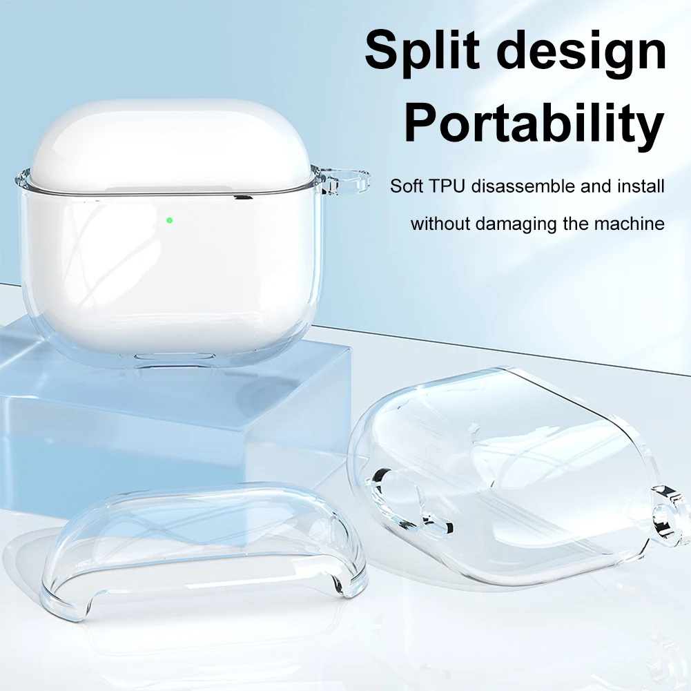 Прозрачный защитный чехол с карабином, защитный чехол из ТПУ, противоударный Прозрачный чехол для Apple Airpods 4 (2024)
