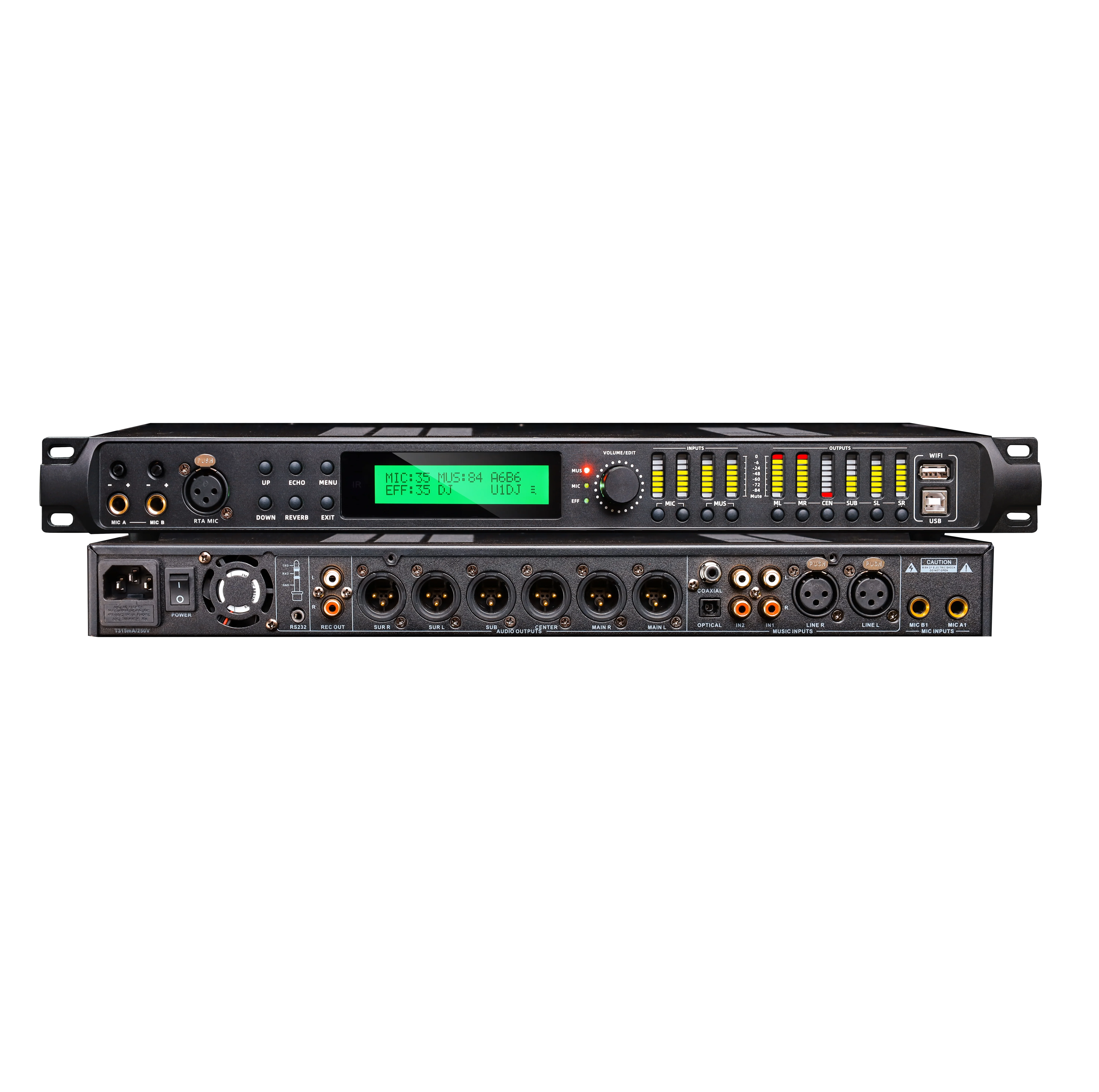 

A9 32bit 96k Professional Audio Processor FIR For Disc Player DJ Interface Hot Swapping Optical Coaxial USB Wifi KTV Effector