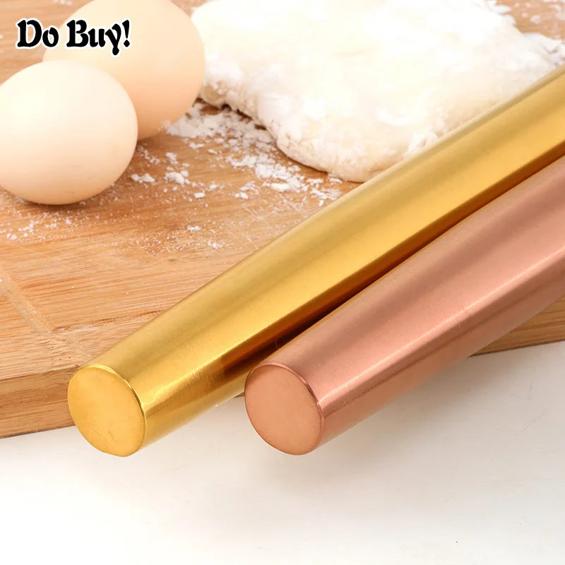 1 Pcs Rolling Pin Stainless Steel Baking Cake Roller Dough Rolling Pin Bakeware Dumpling Skin Rolling Pin Cake Decoration