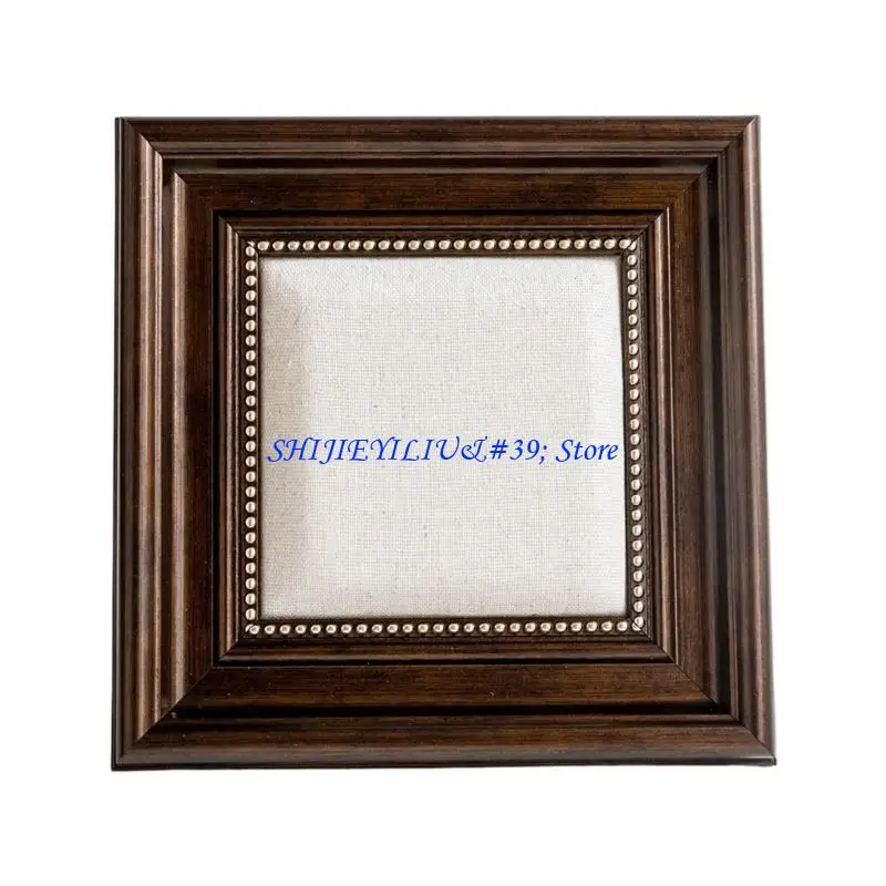 E21F Natural Jewelry Display Frame With Plush Lining Photo Frame Storage Solution For Earrings Rings