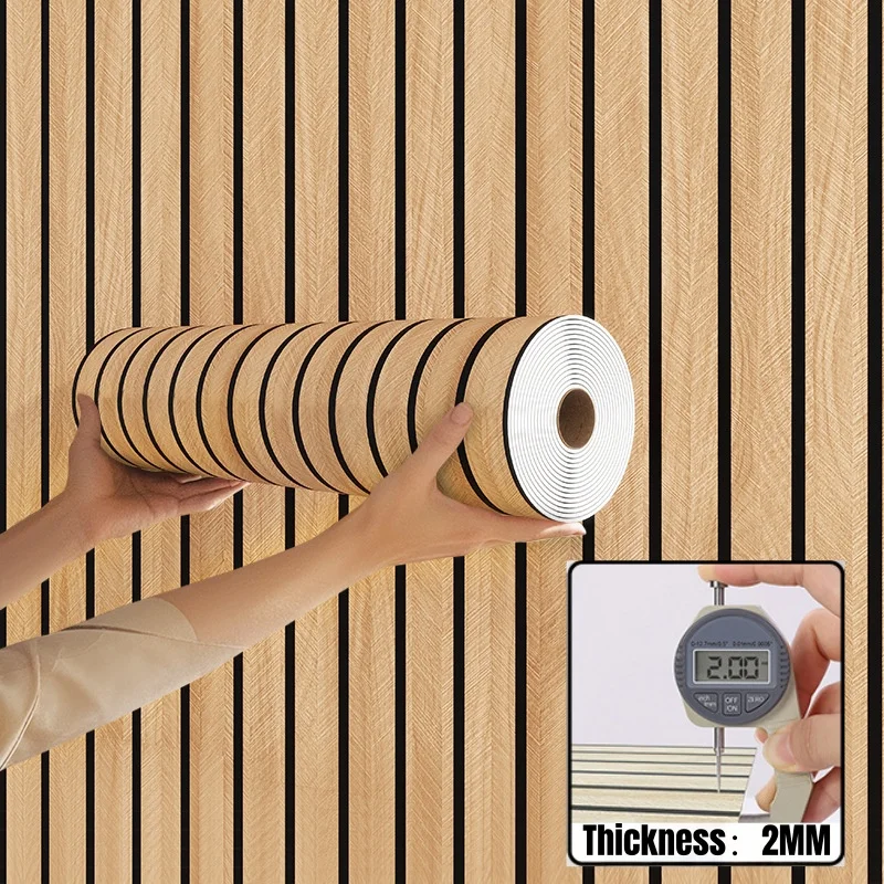Papier peint auto-adhésif pour rénovation murale, chambre à coucher, salon, Grain de bois, autocollants muraux avec mousse, décoration de maison