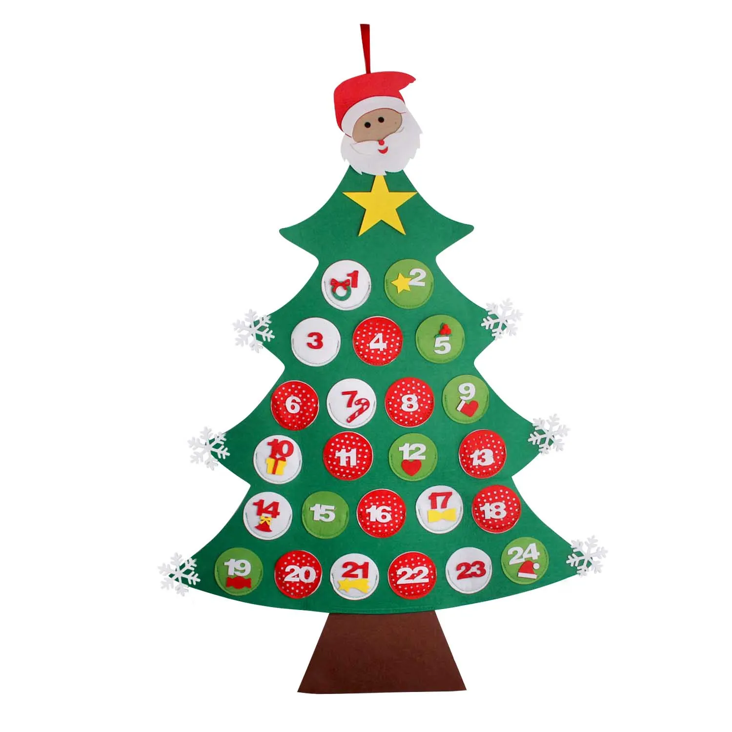 

Cute Christmas Tree Style Felt Applique Countdown to Christmas Calendar Wall Hanging Xmas Festival Decorations