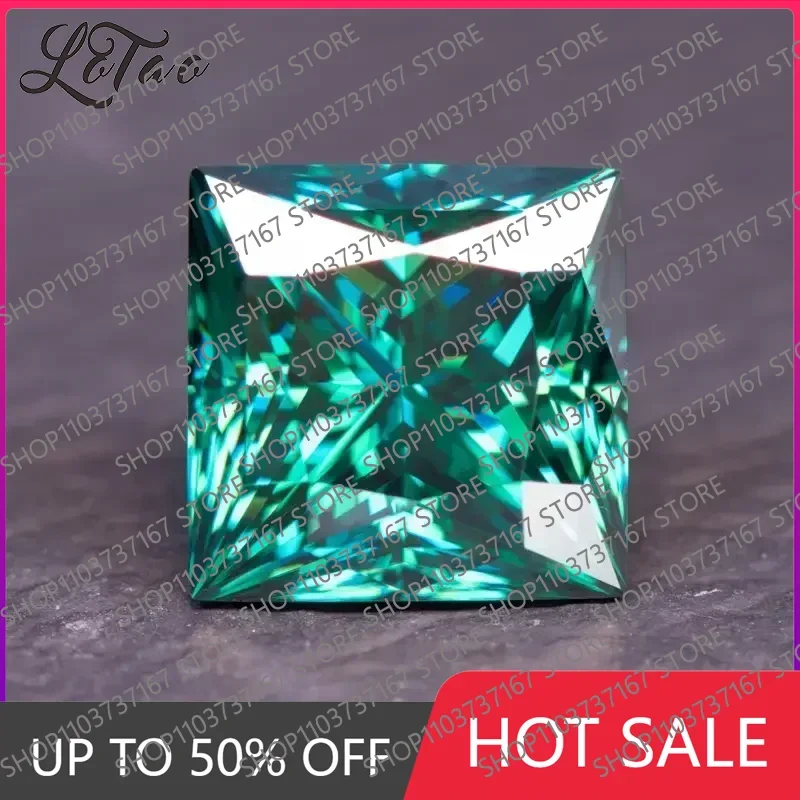 NEW Moissanite Princess Cut Emerald Green Primary Color VVS1 DIY Ring Necklace Earrings Main Materials With Certificate