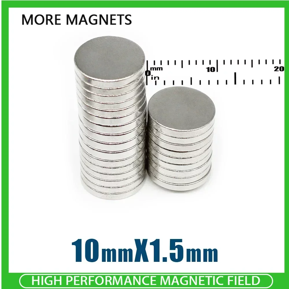 

50/100/200PCS 10x1.5mm Small Round Neodymium Magnet N35 Super Strong Fridge Magnets Disc 10*1.5mm Magnetic Sheet Fishing Magnet