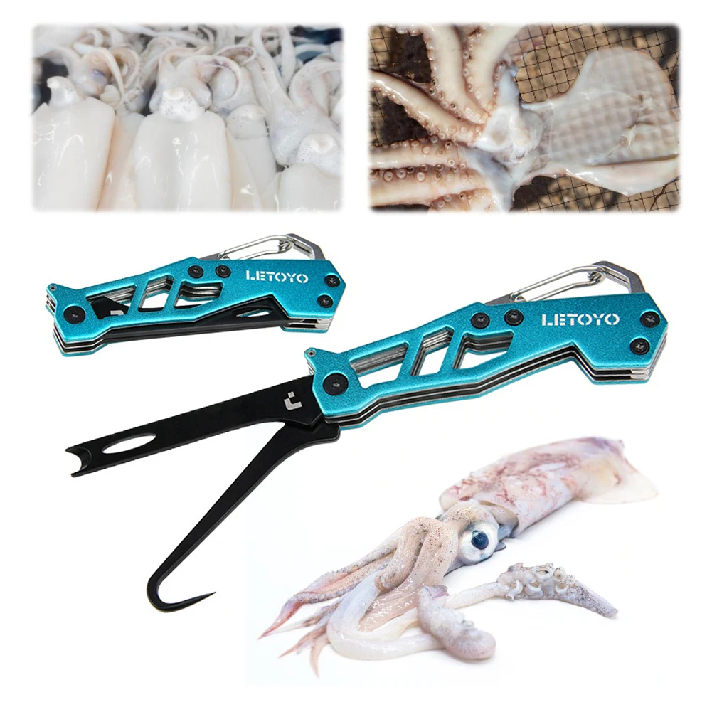 2 in 1 Squid Nerve Cord Cut Fishing Tools Correct Squid Jig Hook Stainless Steel Squid Knife for Webfoot Octopus Cuttlefish