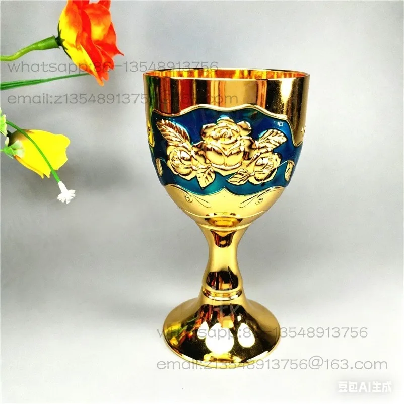

Special Price Tin Metal R-87 Tall Wine Cup Navy Blue Green Rose Large Capacity 2 Taels 100ml Thick Weight 11cm