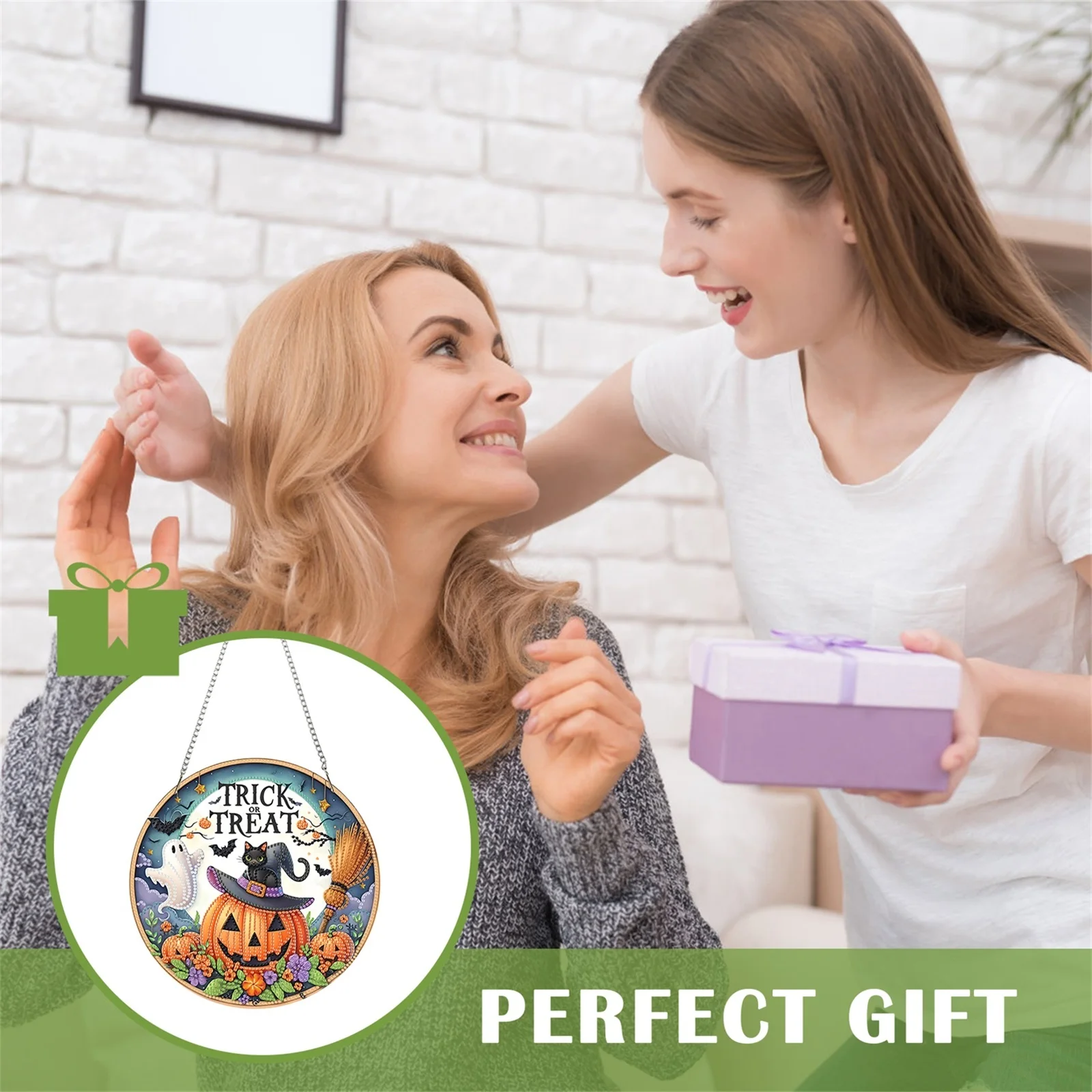 الاكريليك 2D شقة اليقطين القط DIY شنقا الماس الفن أطقم جدار الباب ديكور #3