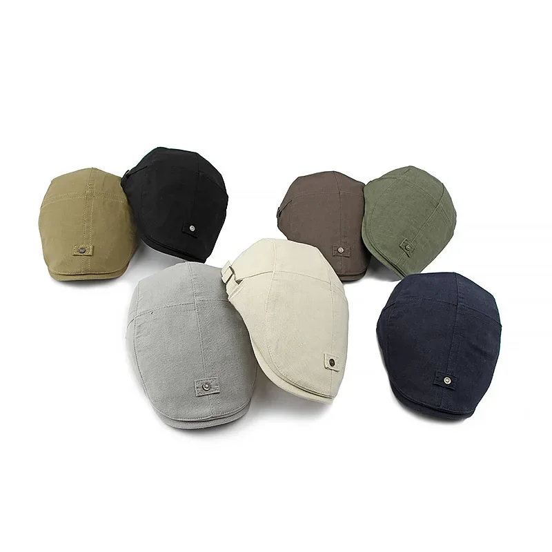 Four Seasons Polyester Solid Newsboy Caps Flat Peaked Cap Men and Women Painter Beret Hats 06