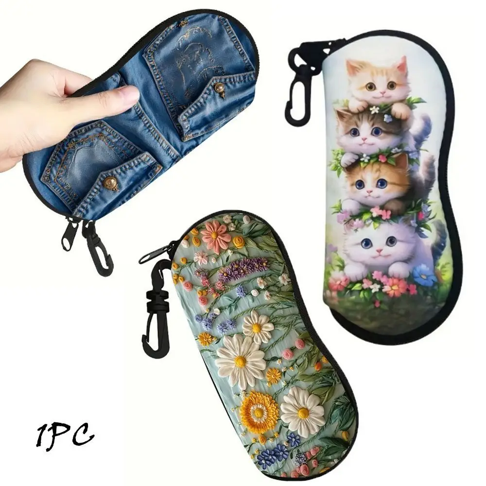 

Nylon Sunglasses Storage Bag Solid Color with Keyring Hanging Sunglasses Portable Durable Sunglasses Pouch Eyewear Accessories