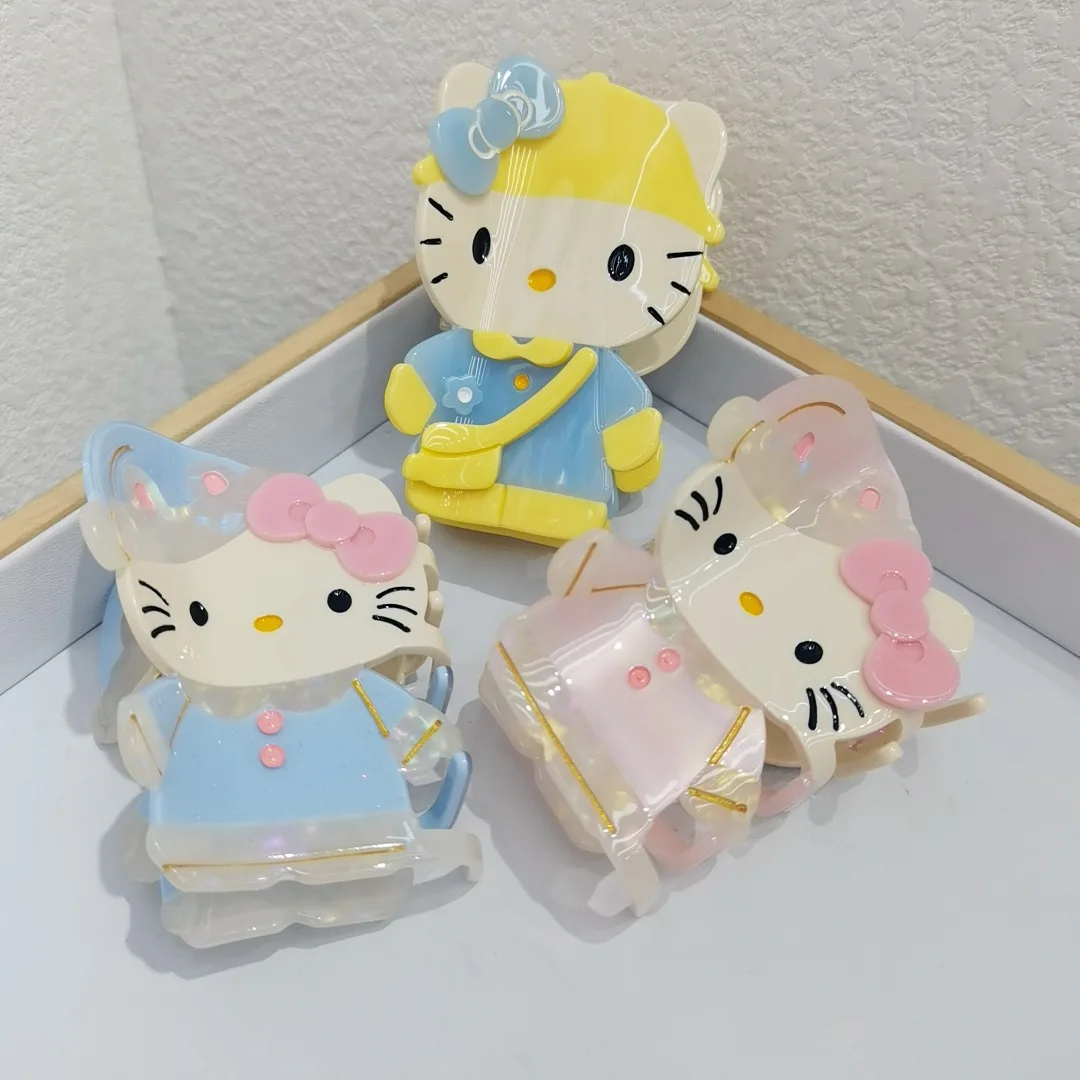 

New Hello Kitty Hairpins Cute Cartoon Acetate Grabbers Exquisite Hairpins Shark Clips Girls' Hair Accessories Christmas Gifts