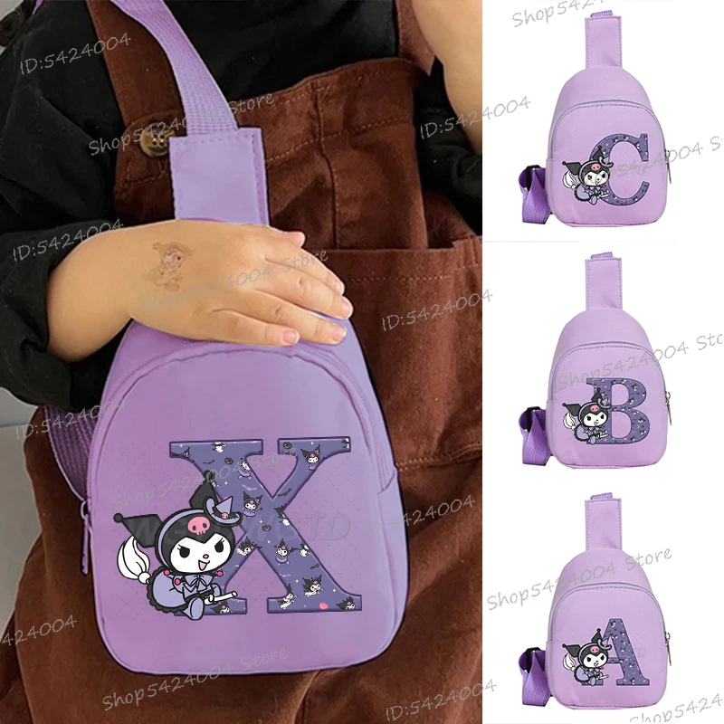 

Новая сумка через плечо Kuromi с мультяшным алфавитом для девочек и мальчиков, милая сумка на плечо унисекс с принтом аниме Kuromi Lette A-Z