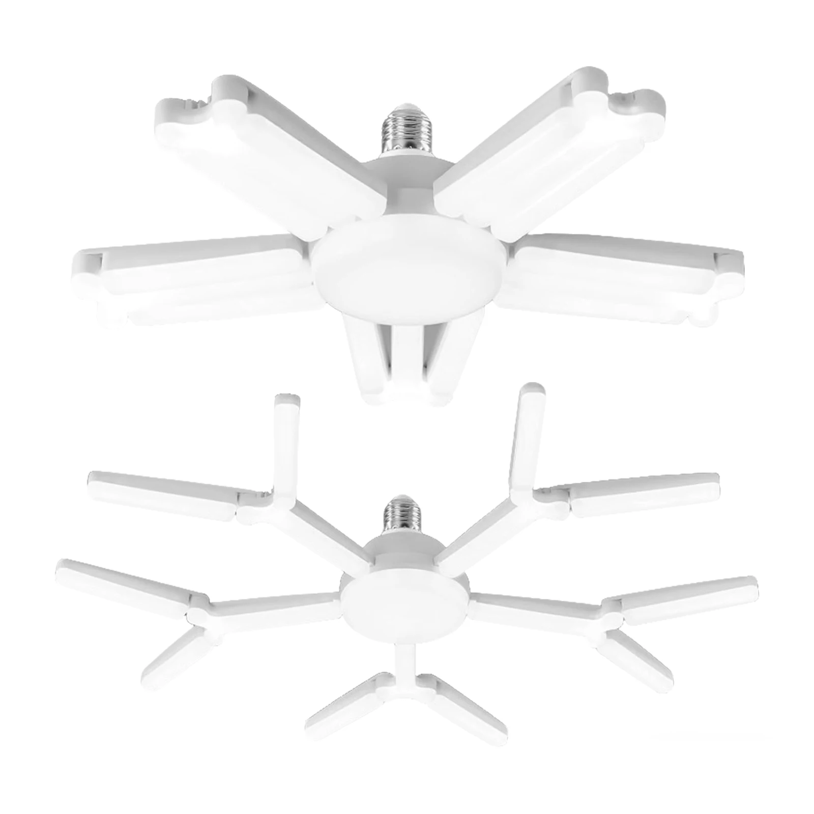 

Super Bright LED Snowflake Lamp, Foldable Multi-Petal Design, Multi-Angle Adjustable, E26/E27 Base, High Bright White Light, Instant On for Basement, Garage, Warehouse, Indoor Lighting