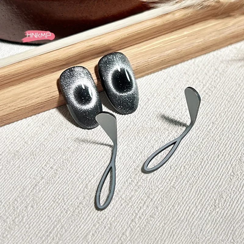 1 قطعة الحفرة السوداء القط العين المغناطيسي مسمار أداة فنية الزيتون على شكل DIY بها بنفسك صالون مانيكير الجوف القط العين تصميم أداة مساعدة #5