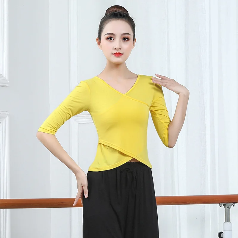 New National Standard Dance Top Female Adult Modal Red Latin Dance Clothes Modern Social Dance Top Practice Performance Clothes