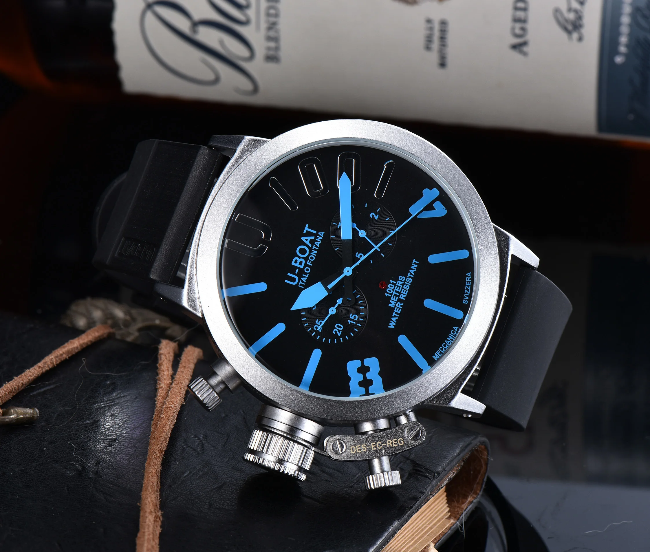 U-BOAT Italo Fontana Quartz Chronograph Watch Men's 44mm Silicone