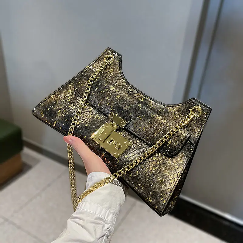 Luxury Designer Brand Сумка Женская New High Quality Leather Chain Underarm 가방 Snake Print Shoulder Bag for Women Bolsa Hot Sale