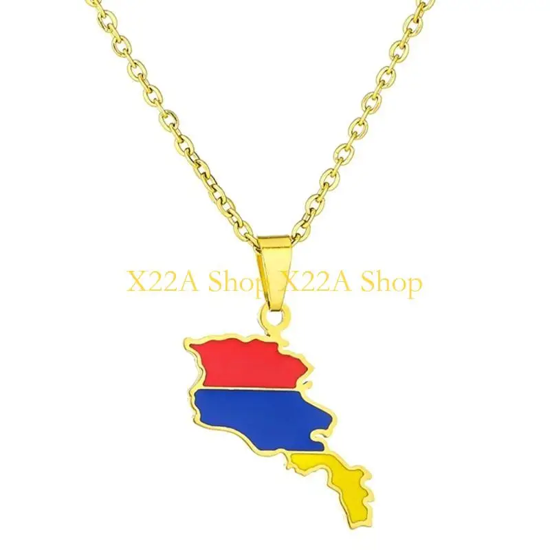 Unique Adjustable Armenia Flag Pendant Necklace Fashionable Chain Necklace Long Lasting