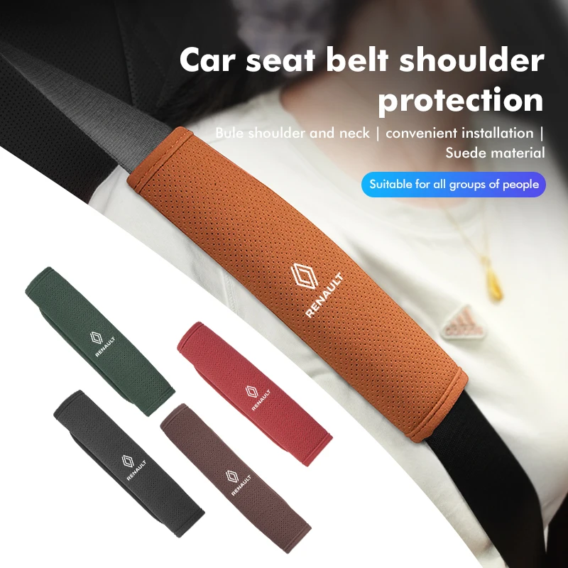 Suede Car Seat Belt Shoulder Cover Breathable Protection Pad For Renaul Koleos Kadjar Scenic Megane Sandero Grand Sill