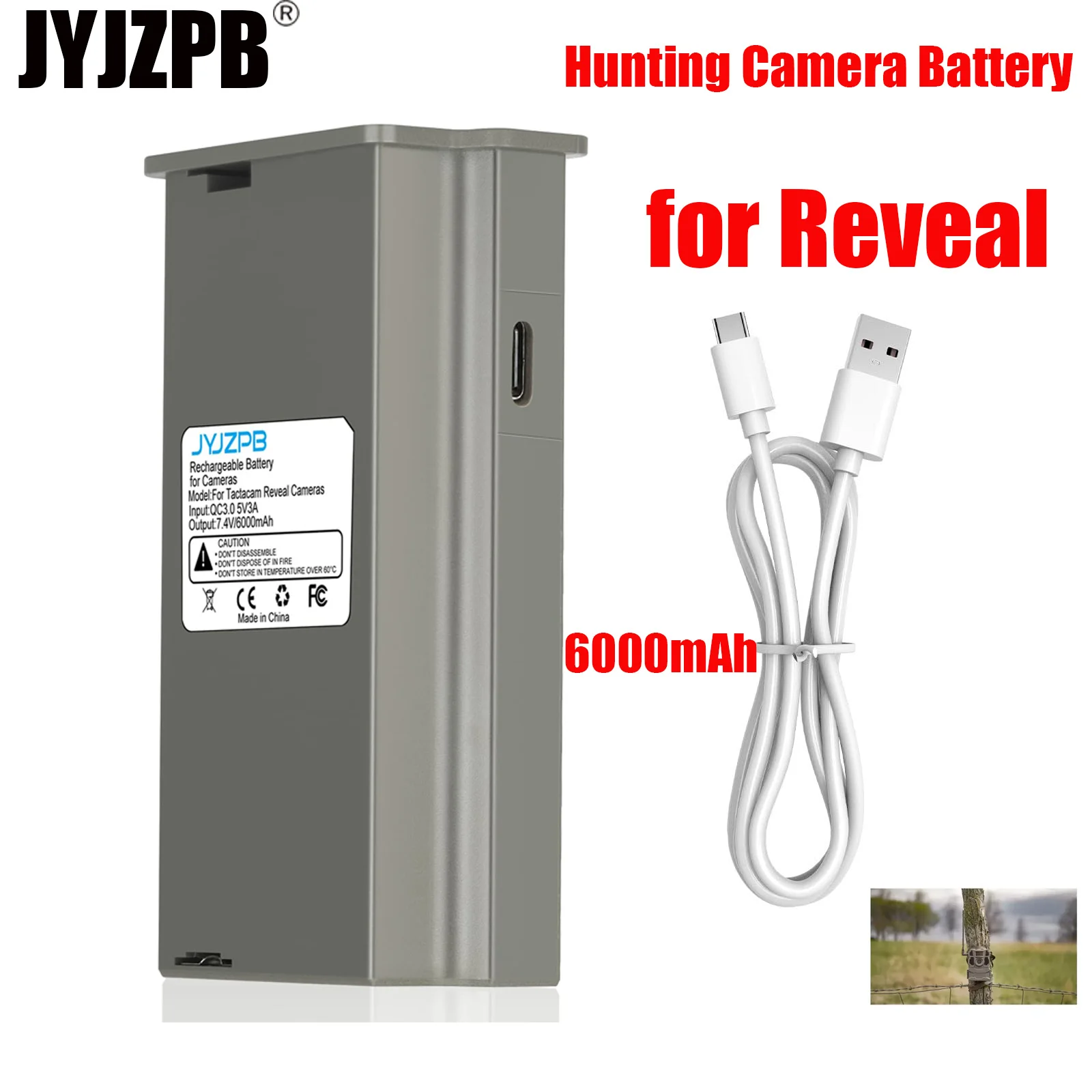 

Hunting Rechargeable Lithium Battery for Reveal Trail Cameras Compatible with Trail Camera X X Pro XB X Gen 2.0 and SK (6000mAh)