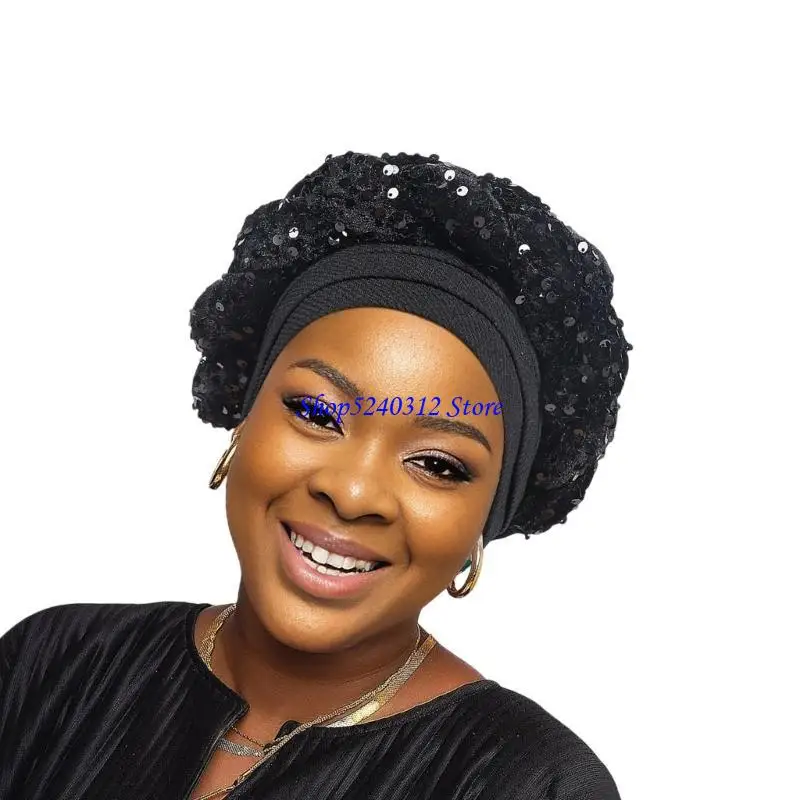 634C قبعة مريحة متعددة الوظائف قبعة مصنوعة يدويًا ناعمة قبعة ذات أنماط وطنية للحفلات والتجمعات الاجتماعية #3