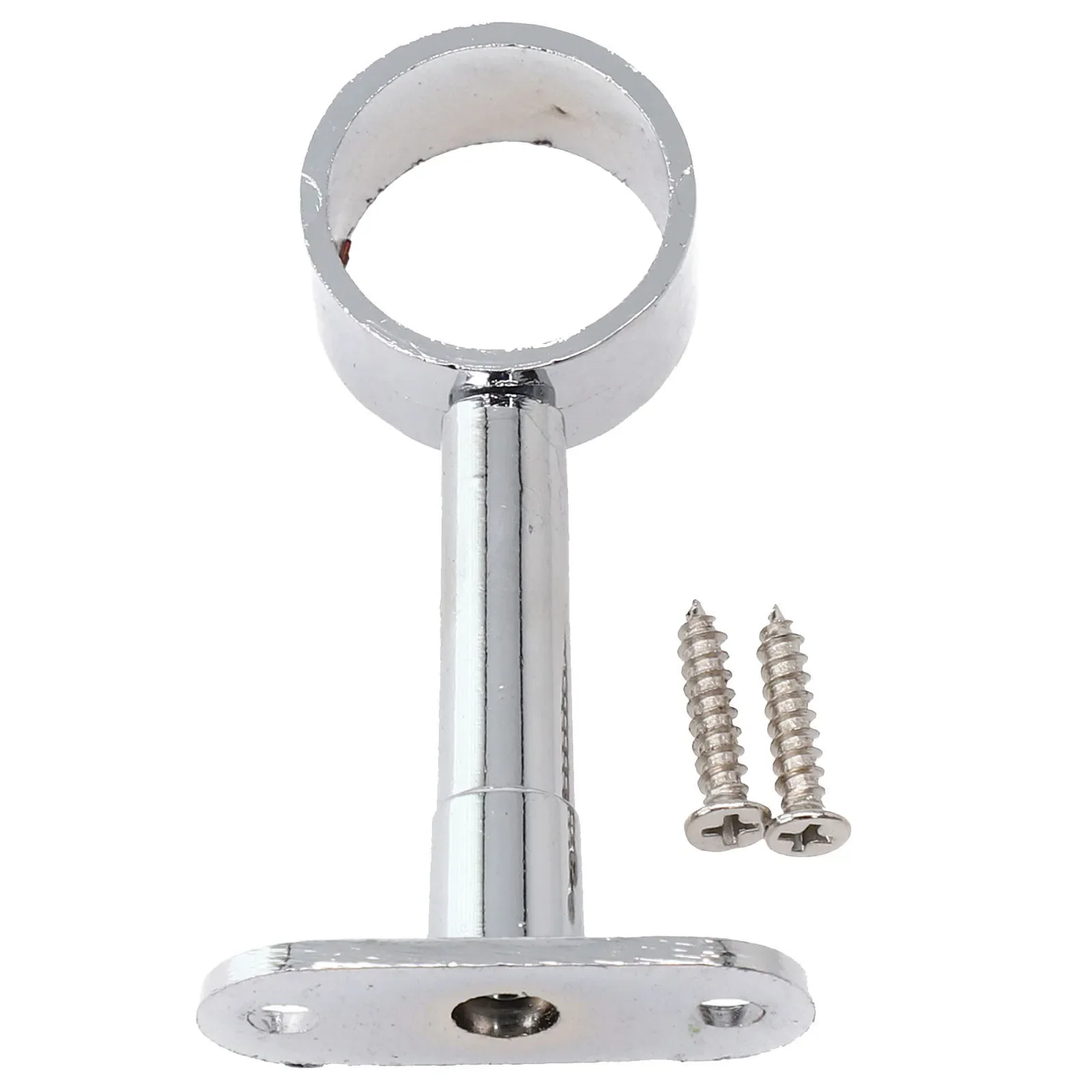 Round Chrome Centre Support Bracket for Wardrobe Rail Rod Socket, 25mm Diameter, Adjustable Length, Single Piece Sale