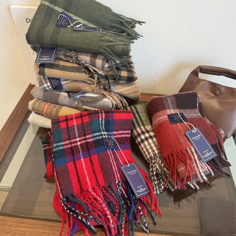 Scarf Faux Cashmere Checkered British Style Premium Warm Winter Unisex Wrap for Men Women Couple Commute Outdoor