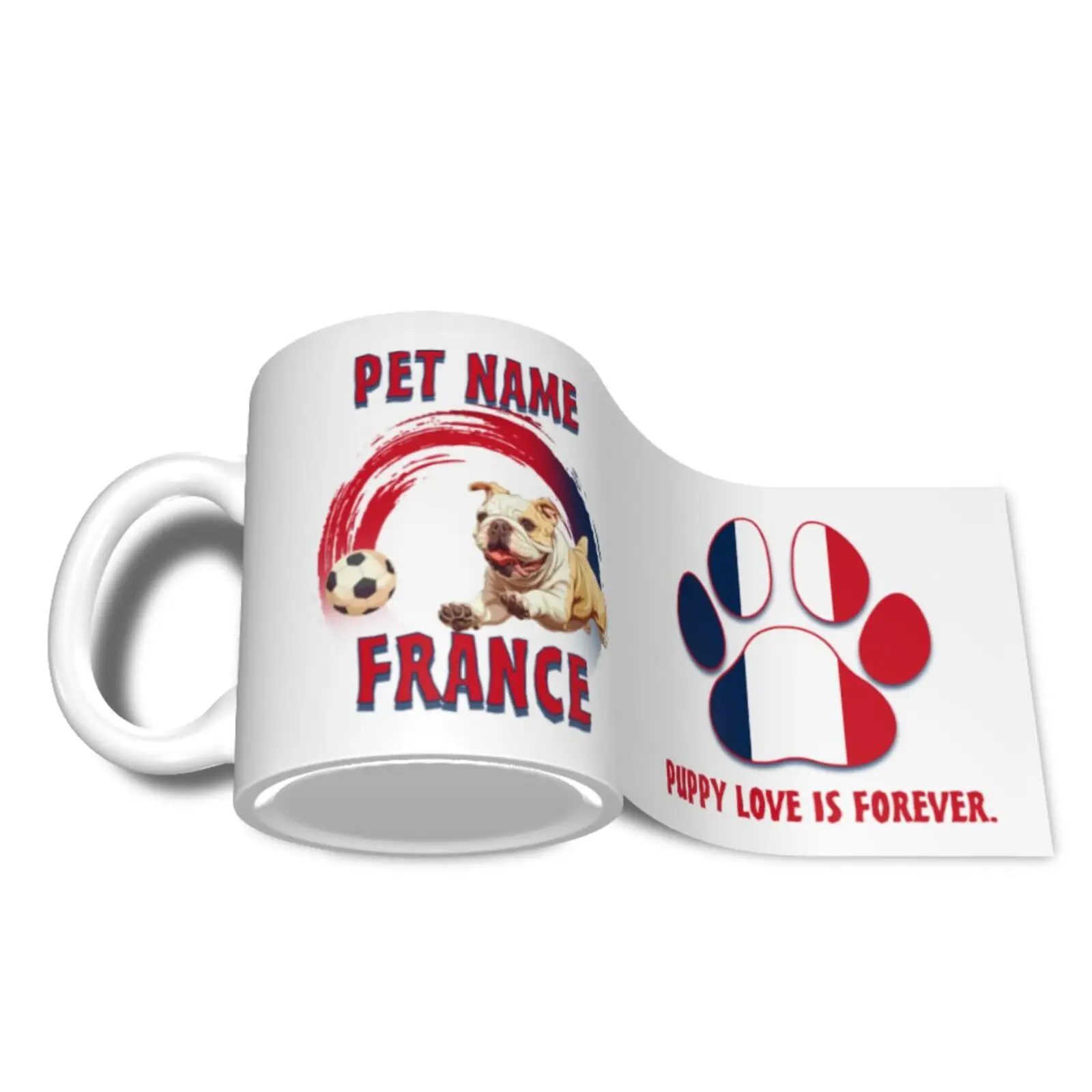

Personalized Pet Mug with France Flag , Custom Dog Photo & Name Cup Ceramic Coffee Mugs Soccer Fan Pet Lovers Christmas Gifts