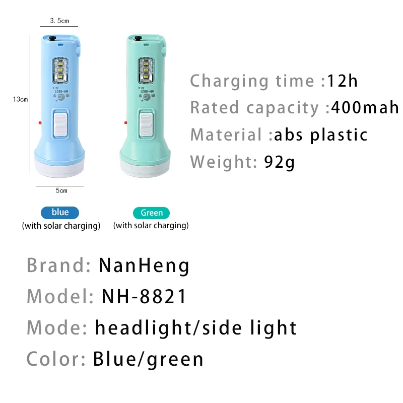 Spotlighting LED Solar Rechargeable Household Flashlight