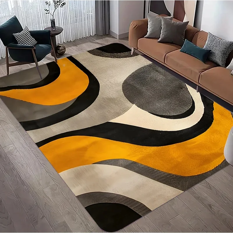 VIKAMA Non-Slip Nordic Carpet, Orange Brown Large Floor Mat, Soft Washable Area Rug for Living Room Bedroom Decor
