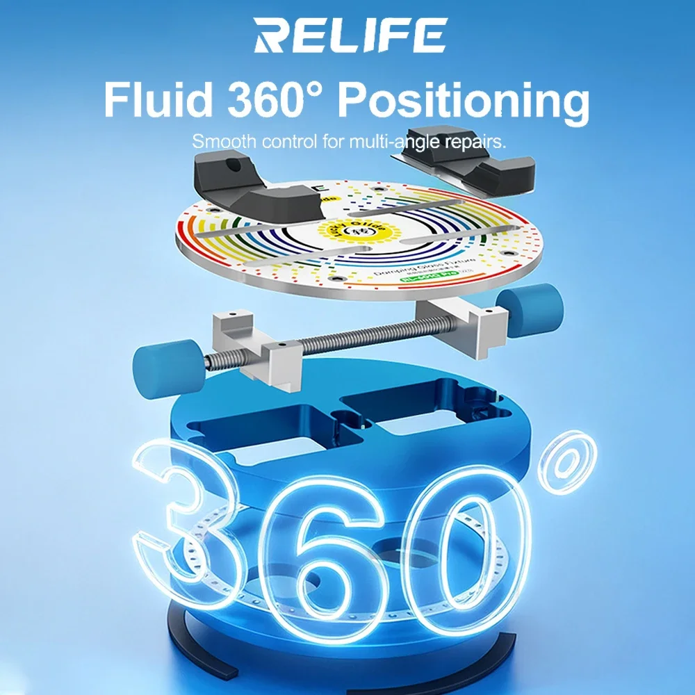 RELIFE RL-601Q Pro V2.0 Rotating Glass Holder for Electronics Repair PCBs CPUs ICs Adhesive Removal Soldering Securing Tools