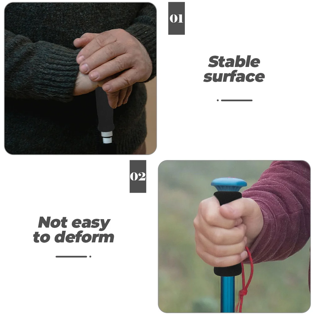 

6pcs Black Walking Stick Handle Covers Ergonomic Non-Slip Foam Grips Crutches Cane Hand Accessories Health Care