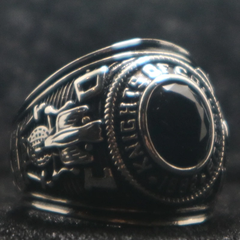 Newest Unisex 316L Stainless Steel K of C Christianity Catholicism Black Stone Brother Ring