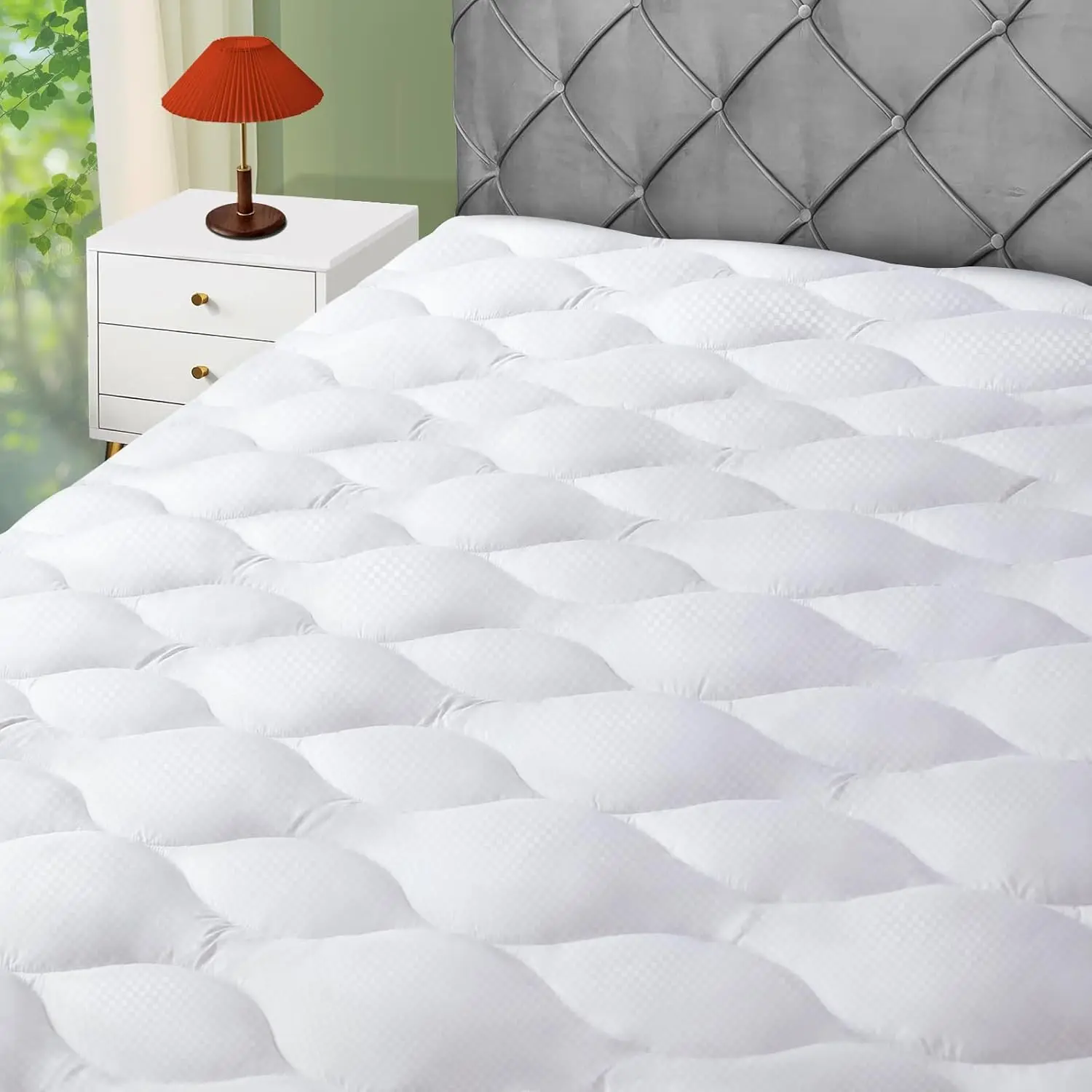 

Queen Mattr Pad, Quilted &Breathable Mattr Topper Queen Size With 3D+7D Snow Down Alternative Fill, Top Mattr Cover Protector