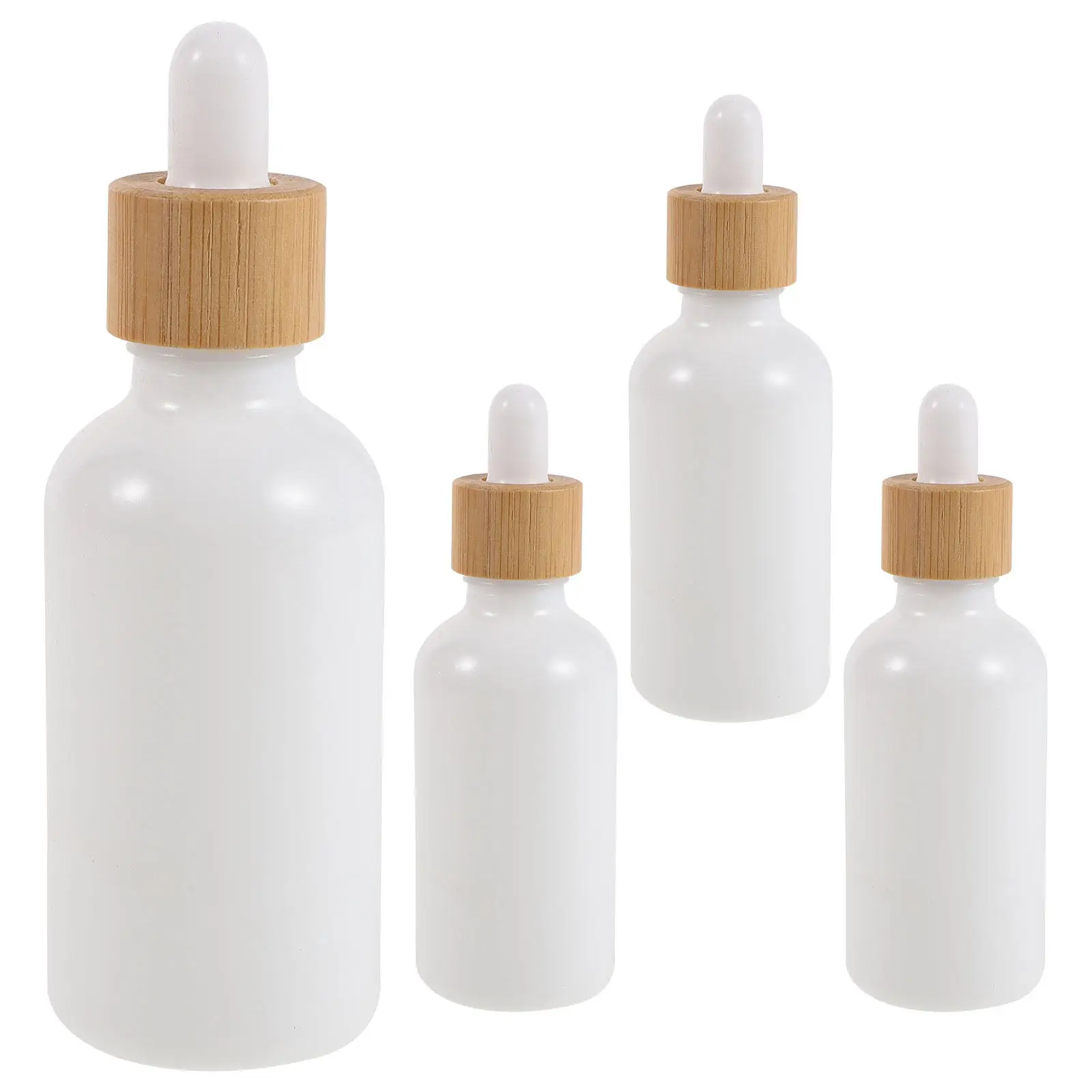

4Pcs Glass Essential Oil Bottles Bamboo Porcelain Dropper Leakproof Refillable Travel Dispenser Aromatherapy Oil Sample Vials