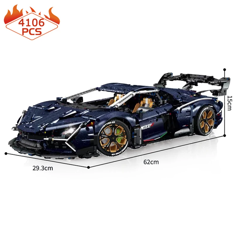 التقنية الأزرق سباق السيارات الرياضية بنة المدينة الميكانيكية سرعة نموذج السيارة ألعاب الطوب للأطفال هدية عيد ميلاد MOC #6